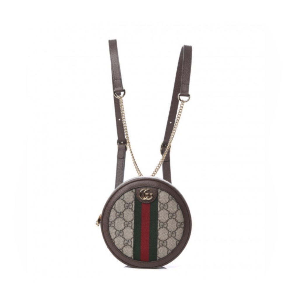 NEW!✨GUCCI✨GG GUCCISSIMA SUPREME & LEATHER ROUND BACKPACK SHOULDER CROSSBODY BAG - Picture 6 of 15
